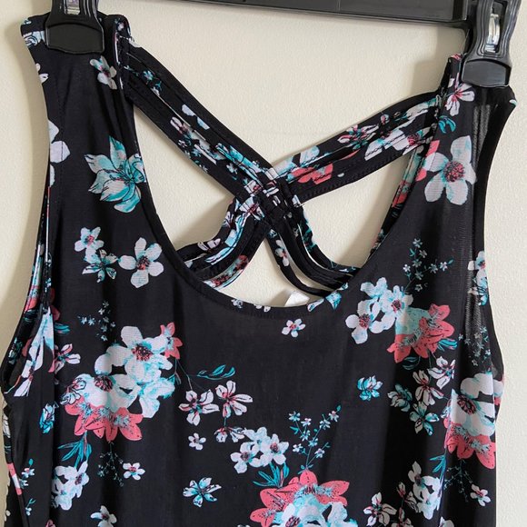 Large 2 Dye 4 Black with blue and pink flower casual summer dress - Picture 2 of 13